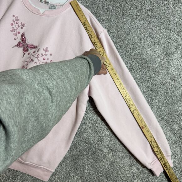 Vintage 90s Y2K Sweatshirt Women 1X Plus Embroidered Butterfly Cozy Cottagecore - Picture 3 of 7